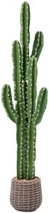 Keeplush UV-Resistant Artificial Fake Cactus Plants 5ft – Tall Fake Cacti Outdoor Tree with Brown Decorative Planter – Large Faux Tropical Cactus for Indoor & Outdoor Home, Office, or Garden Decor