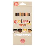 Colour Me Kids® Skin Colour Pencil Crayons that Celebrate Diversity (1 pack: with 12 Pencil Crayons) - Multicultural Skin Tone Pencil Crayons