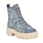 GUESS Women's Shutter Combat Boot, Blue Denim Logo, 6.5 UK