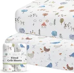 2-Pack Crib Sheet for Standard Crib & Toddler Mattress (Farm Animals) - Premium Fitted Baby Crib Sheets - Buttery Soft Cotton Blend - Crib Mattress Sheets Fitted - Baby Bed Sheets