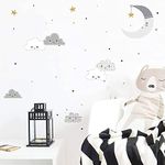 Cloud Moon and Stars Wall Stickers Removable 3D Vinyl Wall Stickers Nursery Wall Decals Kids Bedroom Wall Decals DIY Home Decorations for Baby Kids Boys Girls Bedroom Playroom (B)