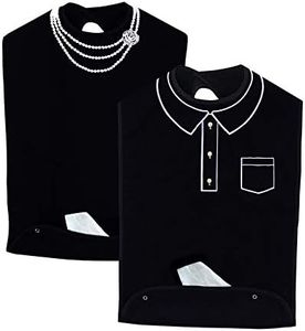 Classy Pal, Adult Bibs for Women & Men, Clothing Protectors for Eating, Senior Adult Bib Terry Cloth Crumb Catcher, Embroidered Design, Waterproof, Reusable, Washable (Pearl Necklace + Polo)