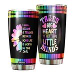 Gerbera Prints Back To School It Takes A Big Heart To Shape Little Mind Teacher Hologram 20Oz Double Wall Stainless Steel Insulated Travel Cups With Lid, Awesome Teacher Travel Mug, Birthday Gifts