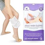 Medcosa Adult Washcloths for Incontinence - Unique Disposable Body Wipes Shaped Like a Glove. Unscented, Premoistened Wet Wipes, with Barrier Cream & Dimethicone - 5 Pack (50 Gloves)