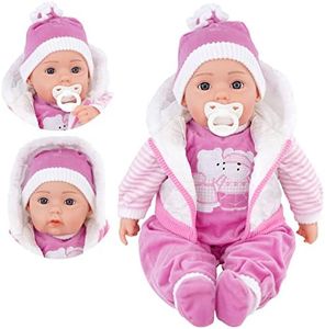 BiBi Doll 20" Baby Girl Doll - Large Lifelike Size, Soft Body, with Dummy & Sounds in White Coat Outfit, Toy for Boys & Girls Aged 18 Months+
