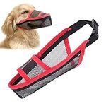 Nylon Dog Muzzle for Small Medium Large Dogs, Air Mesh Breathable and Drinkable Pet Muzzle for Anti-Biting Anti-Barking Licking (XL, Red)