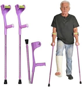 Uoieeong Forearm Crutches 1 Pair with Anti-Fall Cuff, 10-Level Adjustable Height for Daily Activities, Lightweight Folding Aluminum Crutches for Elderly & Injury Recovery, 300LBS Capacity (2PCS)