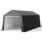 XEMQENER Large Bike Storage Shed, 10x20 FT Outdoor Bike Tent Waterproof, Portable Garage Car Shelter with Galvanized Steel Frame for Motorbike, Garden Tools, 300x600x245 cm, Dark Grey