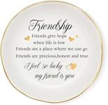 COLLECTIVE HOME - Ceramic Jewelry Tray, Gift for Friends Bestie, Decorative Jewelry Dish for Rings Earrings Necklaces Bracelet Watch Keys (Friendship Friends give hope)