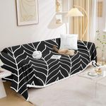 EKRON Multi-Functional Chenille 3 Seater Sofa Throw Blanket with Fringes Thick and Super Soft Decorative Couch Cover Bed Protector (Black Stripes Design/180x260cm)