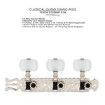 DJ204NK-P1W TENOR Classical Guitar Tuners, Tuning Key Pegs/Machine Heads for Classical or Flamenco Guitar with Nickel Plated Finish and Pearl Colored Buttons.