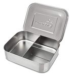 LunchBots Medium Trio II Snack Container - Divided Stainless Steel Food Container - Three Sections for Snacks On The Go - Eco-Friendly, Dishwasher Safe, BPA-Free - Stainless Lid - All Stainless