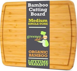 GREENER CHEF 15 Inch Bamboo Cutting Board with Lifetime Replacements - Medium Wooden Chopping Board for Kitchen, Butcher Block, Meat, Vegetables, Charcuterie and Cheese Board
