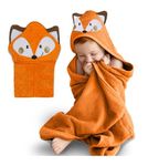 Mother's Choice Baby Towel With Hood - 100% Cotton Ultra Soft and Absorbent (75x75cm) Large Baby Bath Towel for Newborn and Infant, Toddler Bath Towel for Boys and Girls, 3D Fox Hooded Baby Towel