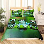 Milk Frog Comforter Cover Three Tiny Tree Frogs Duvet Cover Rainforest Wild Animal Bedding Set For Kids Teen Boys Girls With Large Eyes Bedspreads Cover With 2 Pillow Cases Double Size Green Blue Gray