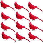 Nuxn 12pcs Artificial Red Cardinal Birds with Clip for Decoration Cardinal Clip On Christmas Tree Ornaments Simulation Foam Feather Love Birds for Craft Home Wedding Decoration