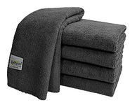 SOFTSPUN Microfiber Hair & Face Care Bath Towel (5 pc, 40x40cm) 340 GSM Grey, Ultra Absorbent, Super Soft & Comfortable, Quick Drying for Men & Women Daily Use (Pack of 1, Extra Large Size, Unisex)