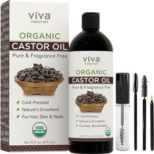 Viva Naturals Cold pressed Organic Castor Oil 16 fl oz - Castor Oil for Face, Castor Oil for Eyelashes, Traditional Eyebrow Growth Serum, Castor Oil for Hair Growth - Certified Organic & Non-GMO