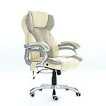 WestWood New Heated Massage Gaming Office Chair | Reclining Home Computer Swivel Seat | orthopedic Lumbar Support Winged Back Chair | Cream – MC8074