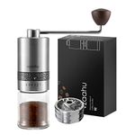 Vzaahu Manual Coffee Grinder, CNC Stainless Steel Burr Mill, 6 Coarseness Adjustable Settings, Portable Hand Coffee Grinder, Gift