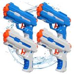 MOZOOSON Water Gun for Kids, 4 Pack Water Pistol 180ml Small Water Squirt Guns with 6m Range, Summer Garden Toys for Swimming Pool Games Beach Game, Cat Deterrent Bird Scarer (2 Blue + 2 White)