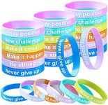 Inspirational Rubber Bracelets Colored Inspirational Wristbands for Kids Students Party Supplies (48 Pcs)