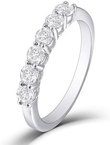 DovEggs Moissanite Half Eternity Band, Wedding Rings for Women, 0.6ctw GHI Color Lab Created Diamond 14k Gold Quality Sterling Silver Rings Moissanite Stackable Engagement Ring Anniversary Band,