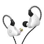 KBEAR KS1 Wired in Ear Headphones, Deep Bass IEM Earbuds Noise Cancelling in Ear Monitors Earphones with 1DD Driver, Ear Hooks Cable for Gaming Computer, Musician Stage, Drummer (White Without Mic)