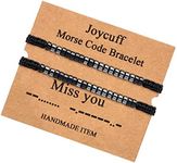 Morse Code Bracelet for Women Men Couple Lover Friend Son Daughter Sister Aunt Wife Girlfriend Cousin Adjustable Strand Engraved Matching Bracelet Set 2 PCS Secret Message Hematite Beads Unique Funny