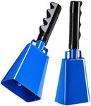 2 Pack 9-inch Cowbells for Sporting Events, Percussion Noise Makers with Handle for Football Games, Stadiums (Blue)