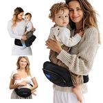 FRUITEAM Baby Hip Carrier - Ergonomic Hip Seat Baby Carrier with Adjustable Lumbar Support & Various Pockets, Comfortable and Secure Baby Holder Carrier, Black