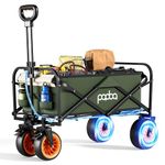 Nouno Electric Assistance Collapsible Folding Garden Wagon, 300LBS Grocery Cart with Big All-Terrain Wheels, Portable for Camping Outdoor Beach Fishing Picnic Sports Shopping (Green)