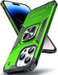 DASFOND for iPhone 15 Pro Case with Stand, Military Grade Full Body Protective Phone Case with 360° Rotatable Metal Ring Kickstand [Support Magnet Mount] Compatible with iPhone 15 Pro, Green