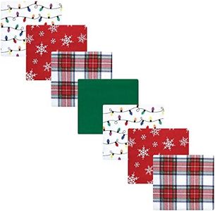 Hudson Baby Unisex Baby Cotton Flannel Receiving Blankets Bundle, White Tartan, One Size