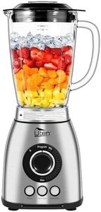 Uten Frullatori da Tavolo 2L, Frullatore Elettrico da 1800 W, 3 Programmi Preimpostati Ice Crush, Smoothie, Pulse e 18 Velocità, Alloggiamento In acciaio Inox, Frappè, Macina i Chicchi di Caffè
