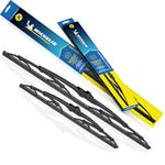MICHELIN Traditional Wiper Blade | Aerodynamic High-Performance Wiper with Graphite & Teflon Coated Natural Rubber for Streak-Free Wipe | U-Hook Type Rust-Resistant Steel Frame (2, 18 Inch - 16 Inch)