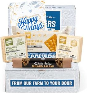 Farmers Market Holiday Charcuterie Gift Basket – White Wine Milano Salami, Italian Cheese Blend, Bruschetta Mozzarella, Crackers & Holiday Card | Keto, Low Carb, Zero Sugar Snack Gift Box