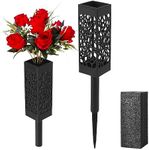 Bocola Cemetery Artificial Flower Vase with Foam for Grave Decorations 2 Headstones Fake Floral Holder with Spike Outdoor Tombstone Markers Memorials