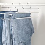 SHIMOYAMA Pants Hangers, 5 Pack, Trouser/Slack Hangers Organisers, Open Ended Double Rods Hanger for Jeans Scarfs, Space-Saving Clothes Hanger (White)