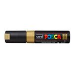 Uniball Posca PC-8K Bold Point Chisel Shaped Paint Marker Pen | Non Toxic & Bleed Proof Ink | For Rocks Painting, Fabric, Wood, Canvas, Ceramic, Scrapbooking, DIY Crafts | Gold Ink, Pack of 1