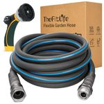 TheFitLife Garden Hose 100 FT - 100FT Flexible Water Hose with Nozzle and Metal Fittings, High Pressure 100 Feet x 1/2" Outdoor Hose for Reel Cart, Sprinkler, Easy Storage, Leak Proof (100Feet)