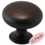 10 Pack - Cosmas 4950ORB Oil Rubbed Bronze Cabinet Hardware Round Mushroom Knob - 1-1/4" Diameter