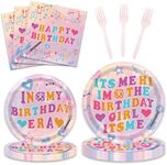 96 Pieces Its Me Hi Im The Birthday Girl Its Me Tableware Set In My Birthday Era Birthday Party Supplies Happy Birthday Plates Napkins Forks for 24 Guests