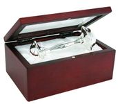 Stephan Baby Satin-Lined Rosewood Keepsake Box with 4-Inch Silver Plated Rattle