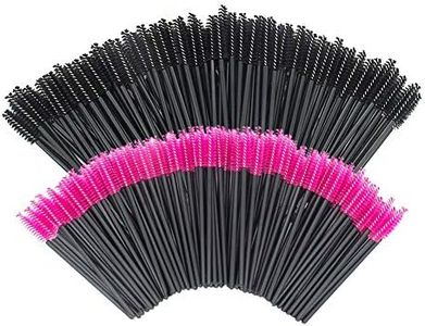 200 PCS Disposable Eyelash brush Mascara Wands Spoolies for Eye Lash Extension, Eyebrow and Makeup (Black&Rose red)