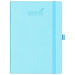 BEZEND Planner 2025 Starts from Now, 18 Months (July24-Dec25) [Sky Blue] 5.8" x 8.5", Academic Year Planner, Daily Weekly and Monthly Calendar with Pen Holder, Vegan Leather Hard Cover