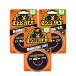 Gorilla 6055001-3 Double-Sided Heavy Duty Mounting Tape (3 Pack), 1" x 60", Black