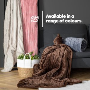 LIVIVO Electric Heated Blanket – Grey Fleece Throw