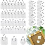 Wenqik 45 Pcs Adhesive Picture Hanger Foamboard Picture Hanging Hooks Without Nails Plastic Picture Hangers Sticky Hangers for Home Wall Art Picture Photo Frame Bathroom Closet Kitchen Door, White