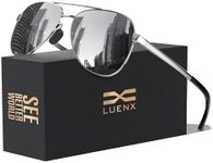 LUENX Aviator Sunglasses for Men Women Polarized - Mirrored Driving uv 400 Protection(Silver)